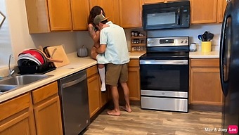 Flexible Wife Gets Interrupted While Cleaning For A Standing Fuck